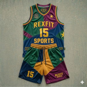 Unisex Summer Basketball Uniform Set with Contrast Trim and <b>Athletic</b> Fit Breathable Quick Dry 100% Polyester Jersey Shorts Set - Product Image 6