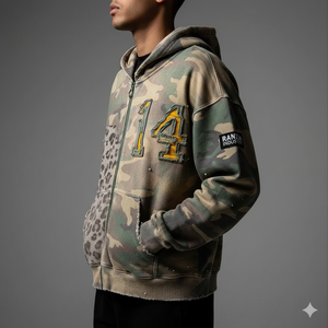 Ensemble zippé Ranzia avec strass, Survêtement zippé intégral Ranzia, Ensemble Ranzia grande taille avec strass, Ensemble Ranzia effet vieilli avec strass - Product Image 4