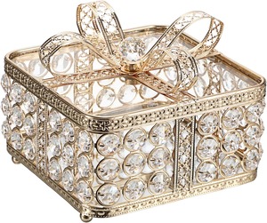 Elegant Glass Storage Box Metal Frame for Jewelry and Keepsakes Transparent Jewelry <b>Display</b> <b>Case</b> with Gold Metal Finish - Product Image 5