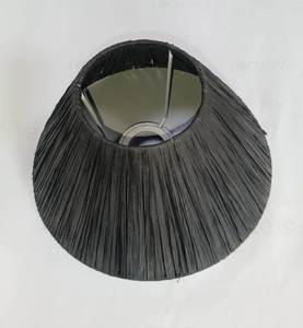 Pantalla de lámpara cónica negra de diseño clásico, hecha a mano con tela plisada, cubierta de luz rústica para lámparas colgantes para hoteles y restaurantes. - Product Image 1