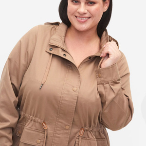 Chaqueta Parka con Capucha para Mujer, Manga Larga, Color Sólido, Impermeable, Tejido de Poliéster, para Otoño, Cierre con Botones, Largo Regular - Product Image 6