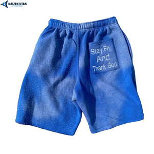 Men's Casual Cotton <b>Fleece</b> Solid Knitted Mid Waist <b>Shorts</b>-Quick Dry Breathable Eco-Friendly Drawstring Embroidery Private Label - Product Image 2