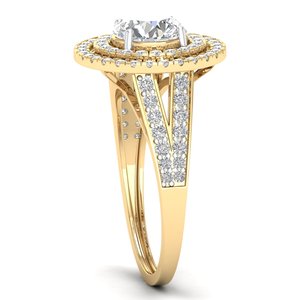 Anillo de Compromiso REYES de Plata de Ley 925 con Moissanita de Corte Redondo DEF VVS de 1.93 Quilates y Oro Amarillo de 14K, Joyería Fina, Regalo de Boda - Product Image 3