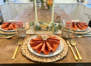 Juego de manteles individuales de jacinto de agua tejidos redondos naturales Alfombrilla de mesa de mimbre de diseño lindo para ocasiones de comedor al por mayor - Product Image 3