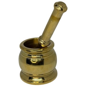 Mortier et pilon en laiton de haute qualité avec finition polie pour le broyage manuel du café et des épices, ustensile de cuisine en métal Imam Dasta - Product Image 1