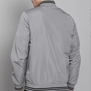 Blouson bomber pour homme, couleur unie, fermeture éclair, vêtement décontracté pour l'automne, coupe-vent, matière polyester, col rabattable - Product Image 3