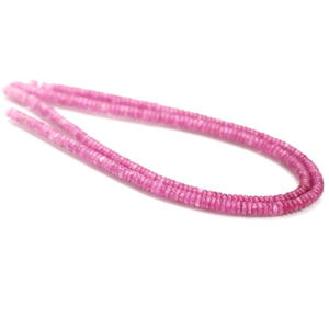 Perles plates en quartz couleur rose rubis, perles intercalaires en pierre gemme Heishi rose, brin de quartz lisse pour bracelet, collier, bijoux - Product Image 4