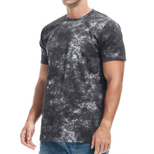 Camiseta de Manga Corta con Cuello Redondo y Estampado Tie-Dye para Hombre, Corte Regular, Estilo Casual Urbano, Tejido de Punto Jersey, 100% Algodón Transpirable, Diseño Personalizado - Product Image 1