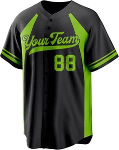 Camiseta de béisbol personalizada GRACE WELL, negra y verde, sublimada, con nombre personalizado, número 88, unisex, para adultos, manga corta, que absorbe la humedad - Product Image 3