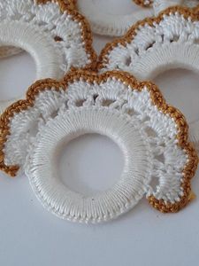 Handmade <b>Crochet</b> Napkin Ring <b>Set</b> with Elegant Macrame Design for Dining Table Decoration Wedding Events Home Kitchen Decor - Product Image 5