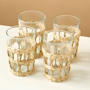 Verres artisanaux jonc de mer tissé porte-gobelet cuisine accessoires de maison servant des gaines de tasse et de pichet - Product Image 3
