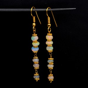 Boucles d'oreilles en or 14 carats avec perles d'opale éthiopienne naturelle, cadeau pour elle - Product Image 6