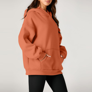 Nueva Sudadera con Capucha para Mujer, Holgada, de Manga Larga, con Hombros Caídos, Deportiva, de Algodón y Felpa - Product Image 5