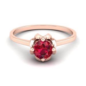REYES Wholesale Round Cut 0.84 Carat <b>Ruby</b> Gemstone <b>Ring</b> in 14K Solid Gold Birthstone Jewelry <b>For</b> <b>Women</b> Anniversary Gifts - Product Image 5