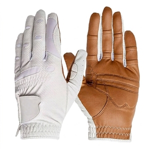 Guantes de golf de cuero Cabretta, color blanco y marrón, antideslizantes, unisex, deportivos, para mano derecha - Product Image 1