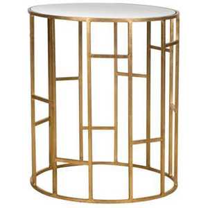 <b>Round</b> <b>Side</b> <b>Table</b> <b>Gold</b> Geometric Frame Light Top Minimalist Modern Handcrafted Eco Friendly Living Room Bedroom Furniture - Product Image 1
