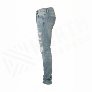 Jean en denim pour homme – Qualité supérieure, coupe droite classique et tendance, taille mi-haute, idéal automne/hiver, couleur unie, séchage rapide, léger - Product Image 3
