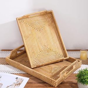 Plateau de service en rotin fait main Fournisseur de gros Naturel Écologique Décoratif Personnalisable Durable Durable Cadeau Prêt - Product Image 1