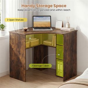 Scrivania angolare moderna a L per PC, scrivania triangolare a 90 gradi per ufficio domestico con ripiani regolabili - Product Image 4