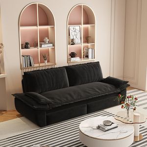 Divano letto Queen da 186 cm, convertibile 3-in-1, in velluto, nero, multifunzionale, vecchio SKU W1885S00050/W1 - Product Image 2