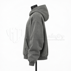เสื้อฮู้ดดี้โอเวอร์ไซส์สีเทาล้วน ผ้าฝ้ายเฟรนช์เทอร์รี่ สำหรับผู้ชาย สวมใส่สบายๆ ในฤดูใบไม้ร่วง มีกระเป๋า ดีไซน์เรียบง่าย ทรงปกติ - Product Image 5
