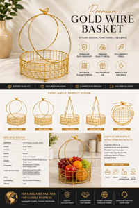 Golden Metal Wire Storage Basket Circle Shape With Bird Handle Elegant Home Decor Organizer for Kitchen and Living Space - Product Image 6