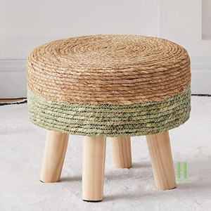 TOP SELLING Modern Eco-Friendly Handwoven Ottoman <b>Pouf</b> Stool Natural Wicker Rattan Footrest for Bedroom Living Room Decor - Product Image 4