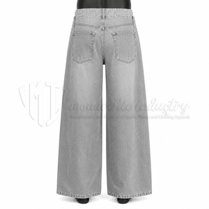 Pantalones Vaqueros Anchos para Hombre, Color Gris Claro, Lavado, Corte Holgado, Estilo Casual Urbano - Product Image 2