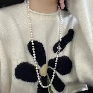 Collier de luxe en perles d'eau douce avec perle laser, lumière intense, connexion naturelle, chaîne de clavicule, collier de perles - Product Image 3