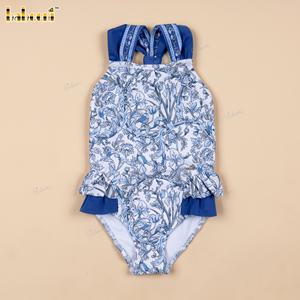 DR4533 - <span class=keywords><strong>Maillot</strong></span> <span class=keywords><strong>de</strong></span> <span class=keywords><strong>bain</strong></span> floral à péplum pour filles avec dos à bretelles multiples - Product Image 1