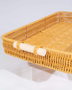 Juego de Cestas de Bambú y Ratán, Cestas Rectangulares y Redondas con Asas de Madera, 2 Piezas Naturales, Perfectas para Servir Frutas - Product Image 5