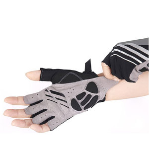 Summer <b>Half</b> Finger Breathable Cycling Gloves Black Gray Textile Weaving Adjustable Wrist Strap Unisex Racing Non <b>Slip</b> Hook Loop - Product Image 3