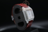 Reloj de Acero Inoxidable con Diamantes Moissanite de Alta Gama y Calidad de Exportación, Movimiento Mecánico, Correa de Cuero, para Eventos Formales y Corporativos