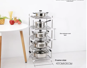 OEM/ODM Vietnam Étagère de rangement mobile multi-niveaux en acier inoxydable pour cuisine et salle de bain, support de lavabo - Product Image 4