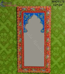 Nirmala Handicrafts Wooden Handpainted <b>Mirror</b> Handicraft <b>Mirror</b> <b>Mirror</b> for Home Living Room Decoration - Product Image 2