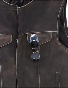 Chaleco de Cuero Genuino Negro con Logotipo Personalizado 2025, Chaleco Clásico de Lana para Hombre con Cuello en V, Múltiples Bolsillos Delanteros, Transpirable, Informal, para Invierno - Product Image 2