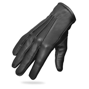 Gants de conduite en cuir de mouton noir, longueur poignet, non doublés, thermiques, style uni, pour usage quotidien, chaleur hivernale - Product Image 3