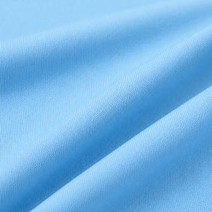 T-shirt pour femme de haute qualité, bleu clair, coupe ajustée, col rond, manches courtes, 100% coton, couleur unie, tissu jersey respirant - Product Image 6