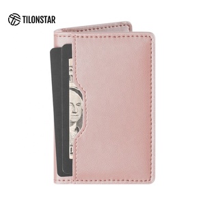 TILONSTAR TVW103 Custom Logo <b>Clear</b> ID Window Business Pink Leather Credit Card Holder for Women - Product Image 2