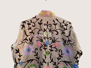 Abrigo Bohemio Bordado con Flores, Manga Larga, Cuello Mandarín, Talla Grande, Ropa de Abrigo Otoñal para Mujer - Product Image 3