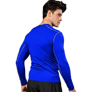 Camiseta Deportiva para Hombre, Negra, Manga Larga, Cuello Redondo, Compresión, Transpirable, Ecológica, Secado Rápido, Color Sólido, Ajuste Ceñido, para Todas las Temporadas - Product Image 6