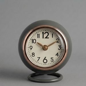 Contemporary Creative Wrought Iron Metal Desk <b>Clock</b> Quartz Analog Silent Home Office Living Room Oval Shape Waterproof Snooze - Product Image 1