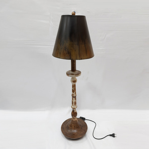 Lámpara de Mesa de Madera Estilo Rústico Americano Retro, con Fuente de Luz LED de Lujo, Redonda con Pantalla de Tela, para Decoración de Fiestas - Product Image 1