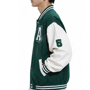 Chaqueta Letterman de Lujo, Mezcla de Lana Gruesa, Ribete de Punto Acanalado, Diseño Bordado, Chaqueta Casual de Invierno - Product Image 3