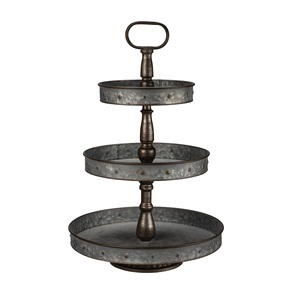 Support à gâteau en métal à trois niveaux, plateau de service multi-étages, fait main, réutilisable, lavage à la main uniquement, présentoir pour cupcakes et pâtisseries pour fêtes - Product Image 1