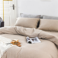 Parure de lit en lin en gros, 100% lin français, 5 pièces, unie, usage hôtelier : 1 housse de couette, 1 drap plat, 1 drap-housse, 2 taies d'oreiller