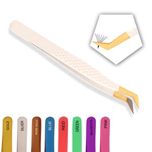 Pince à cils de haute précision à pointes fermées, poignée diamantée, pointe blanche, dorée, antistatique - Product Image 3