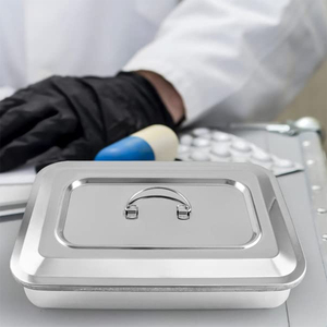 Plateau pour instruments médicaux en acier inoxydable de qualité chirurgicale avec couvercle, certifié CE, pour utilisation en salle d'opération, boîte de rangement - Product Image 2