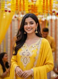 Traje de salón de seda Chinon con bordado de lentejuelas, conjunto étnico para mujer con pantalón palazzo y dupatta a juego. - Product Image 4