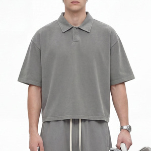 Camiseta Polo Corta Oversize Personalizada al por Mayor para Hombre, Camisetas Polo de Diseño Holgadas, Camiseta Polo de Golf con Teñido Pigmentado para Hombre - Product Image 1